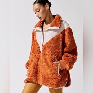 FP Movement by Free People Orange and Cream Teddy Jacket